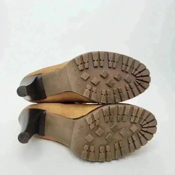 Nubuck Leather Lace-Up Stiletto Heel Chukka Booties - 9.5 - Picture 4 of 12